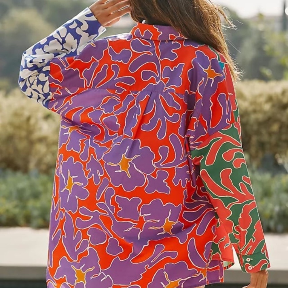 Anthropologie Red and Blue Floral Cover-Up - Picture 2 of 2